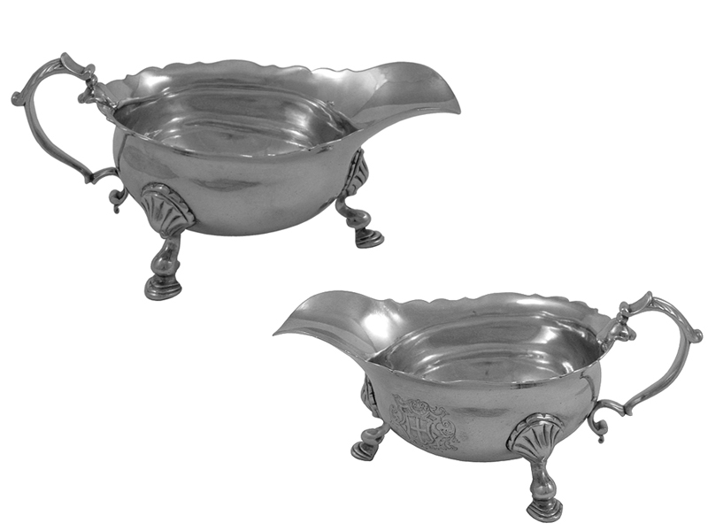 Pair George II Silver Sauceboats 1740